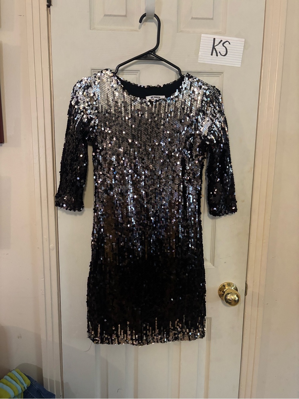 BB Dakota Black and Silver Sequin Midi Dress